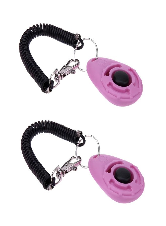 Mozff 2Pcs Pink Dog Clicker for Training Easy to Use with Button Dog Training Accessories Strong and Long-Lasting, Training and Behavior Aids - Image 1